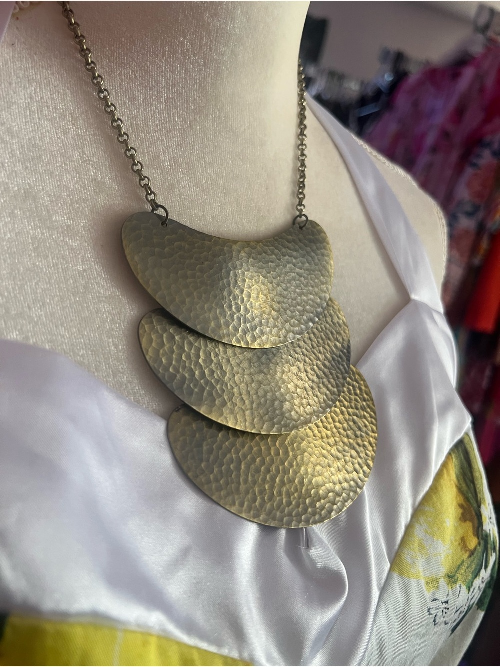 Charming Charlie Hammered Layered Necklace - Gold